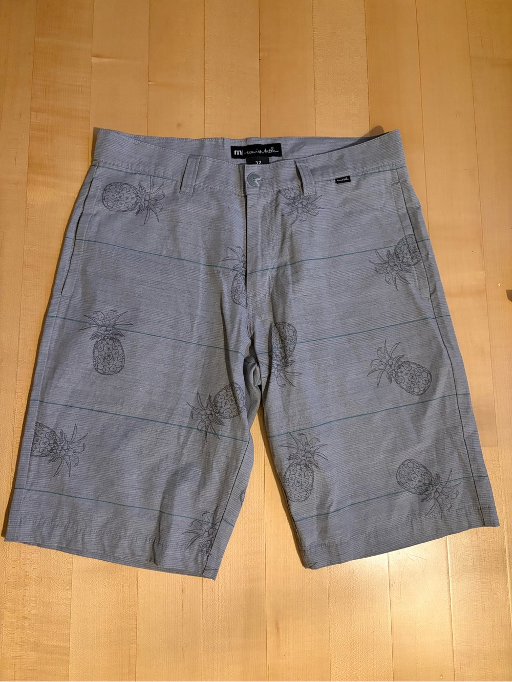 Travis Mathew Gray Pineapple Print Flat-Front Shorts